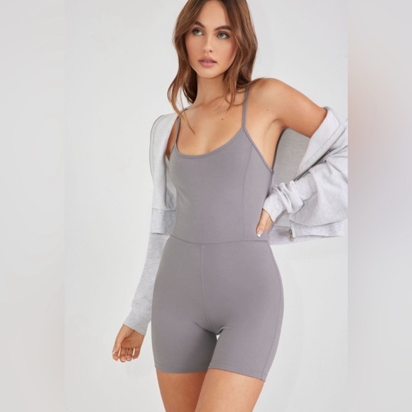 Garage Charcoal Sleeveless Romper - Picture 1 of 13